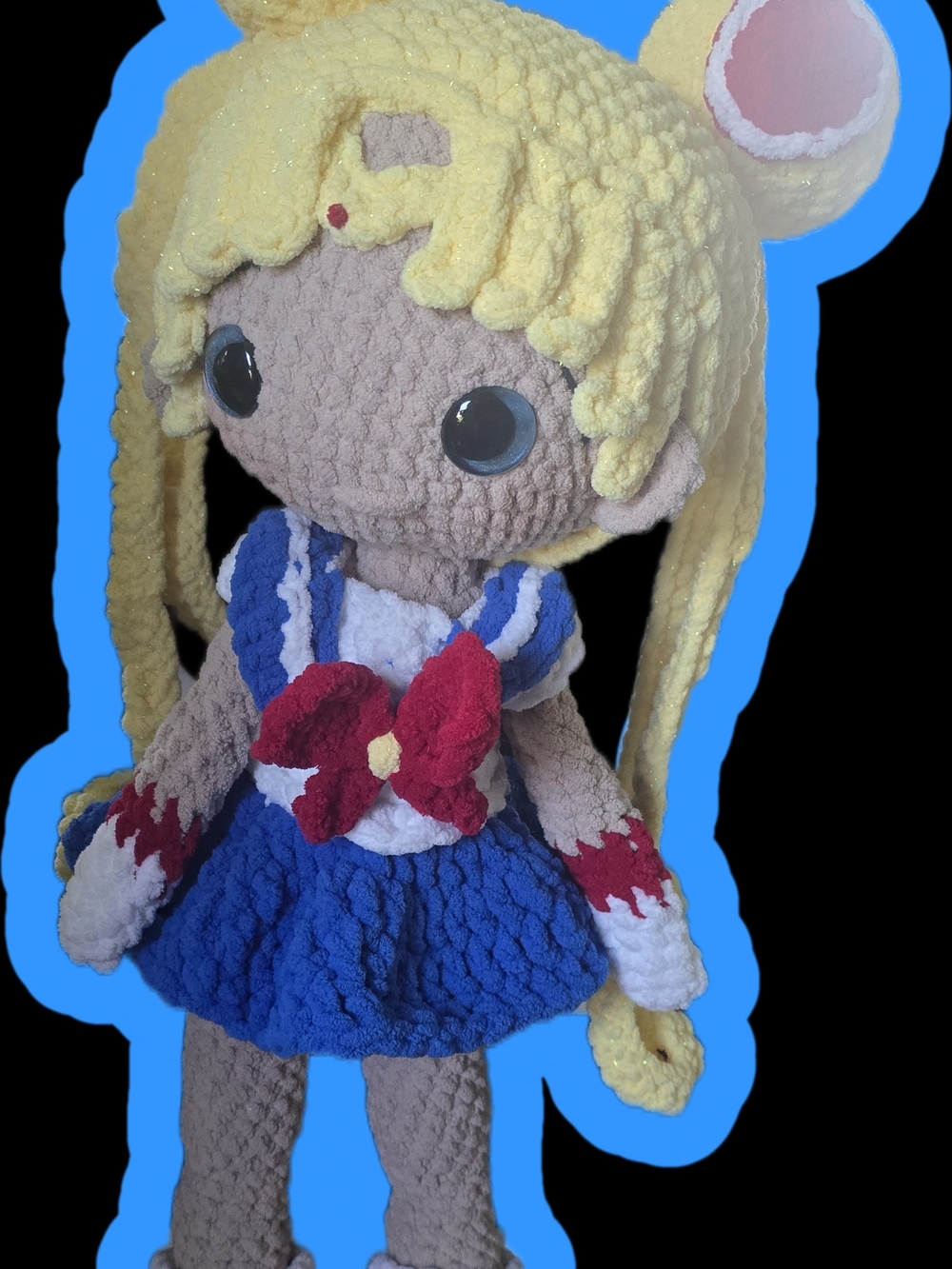 Yellow & Blue Plush Sailor Doll with Red Bow - Kids Toys